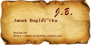 Janek Boglárka névjegykártya